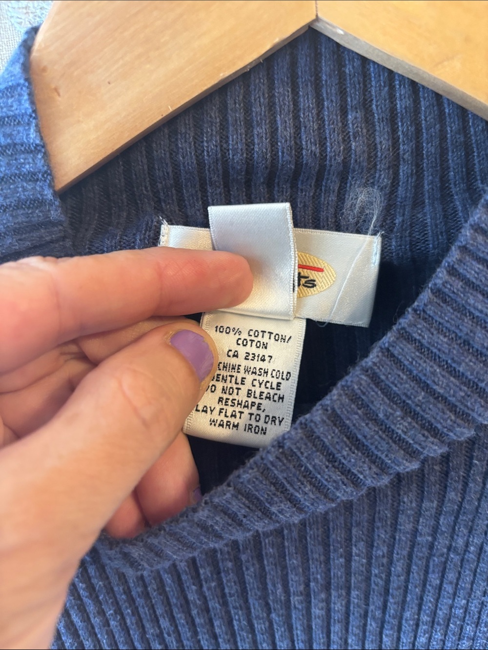 Talbots Ribbed Mock Neck Sweater - Navy Blue - Picture 3 of 5